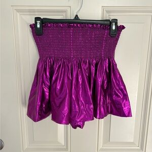 Queen of Sparkles Mardi Gras Purple Metallic Swing Shorts Size Small NWT